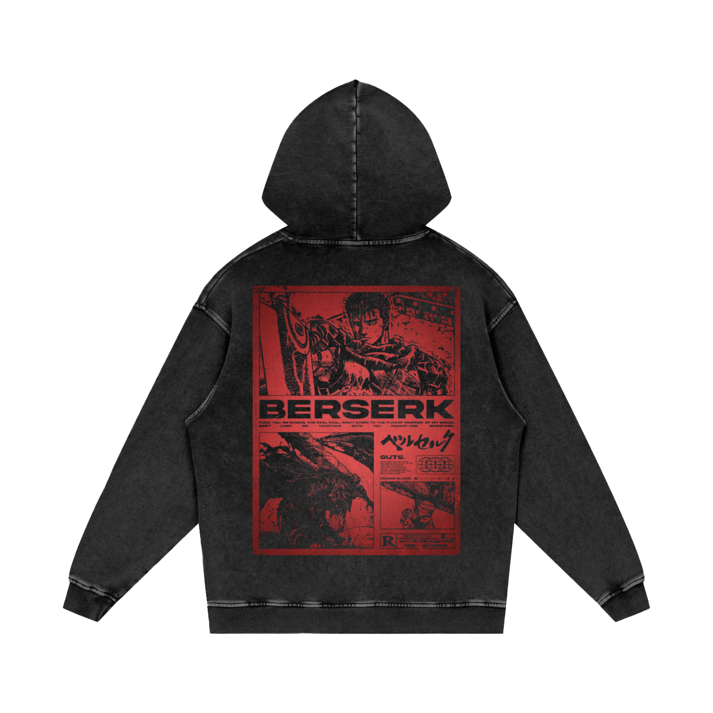 Dark Fantasy Warrior-Inspired Blood Oath Oversized Hoodie