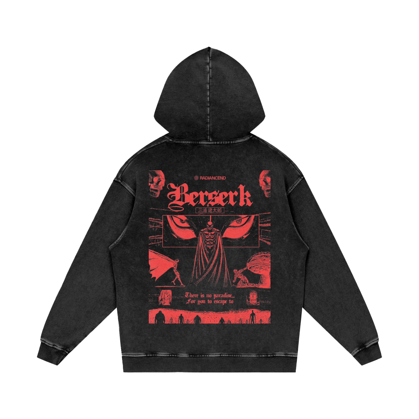 Dark Fantasy Warrior-Inspired Black Sword Hoodie