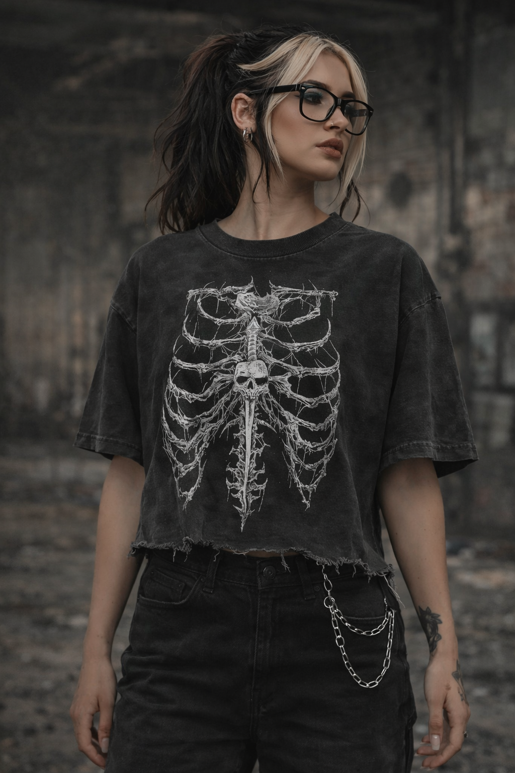 Heartless Vintage Wash Boxy Distressed Hem T-Shirt