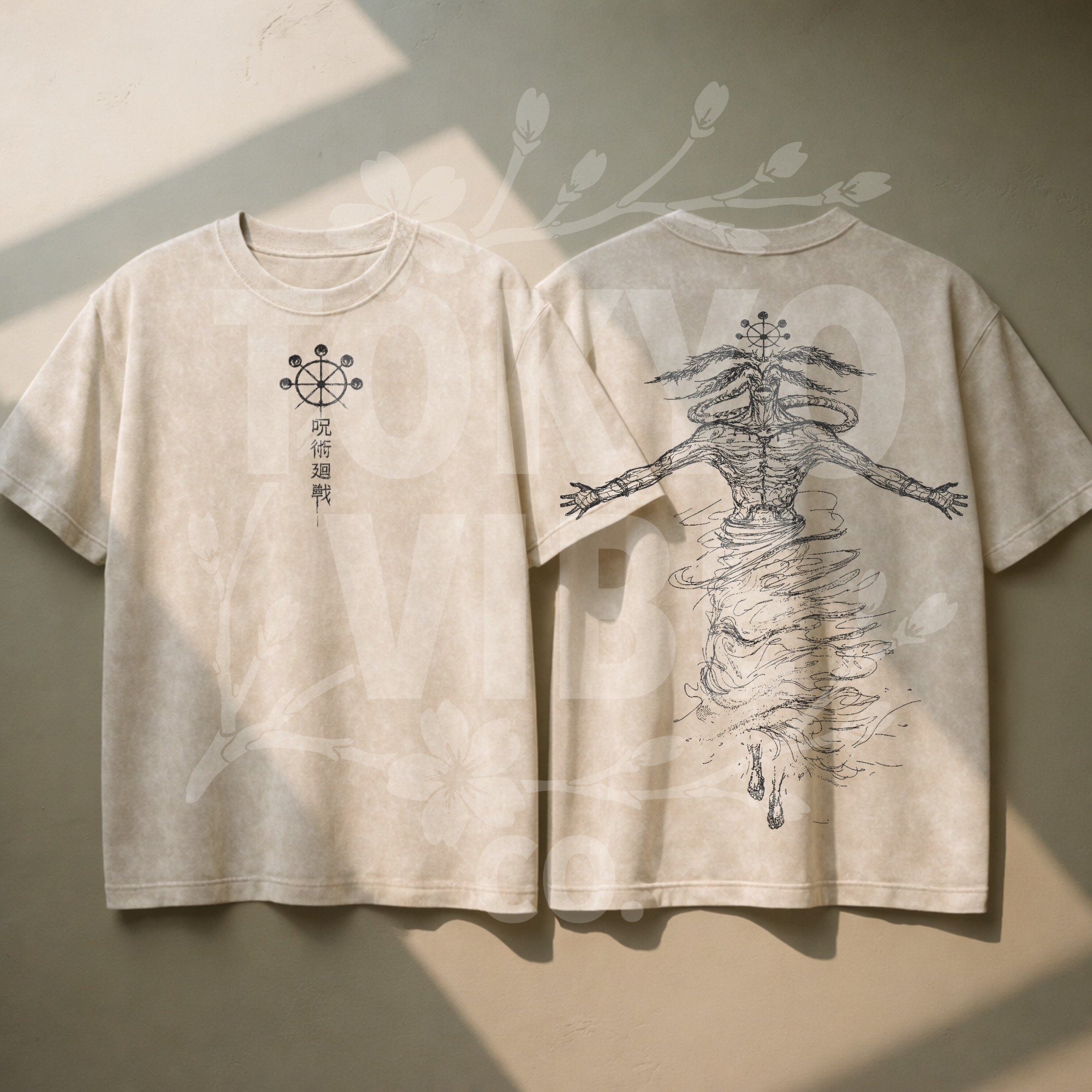 Cursed Energy Anime Inspired Snow Washed T-Shirt