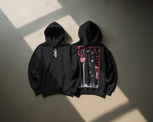 Dark Fantasy Warrior-Inspired Black Sword Hoodie