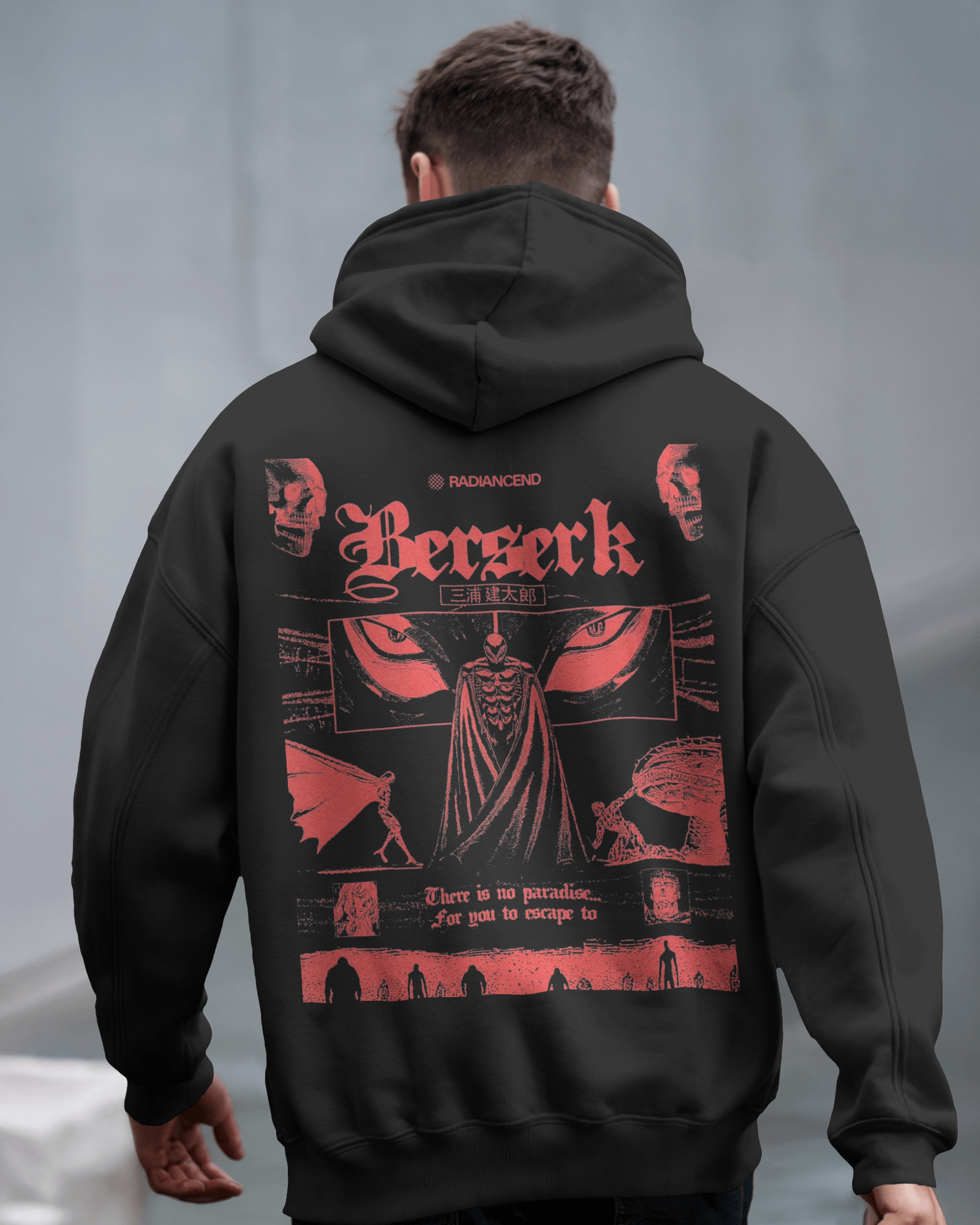 Dark Fantasy Warrior-Inspired Black Sword Hoodie