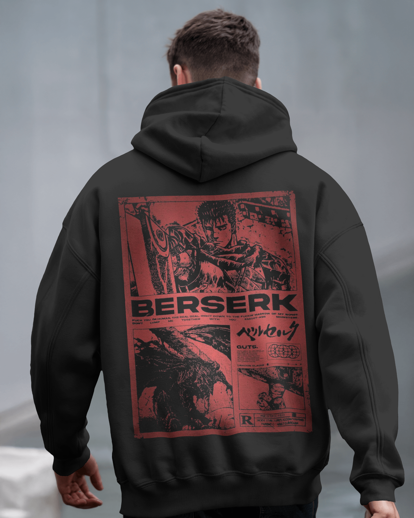 Dark Fantasy Warrior-Inspired Blood Oath Oversized Hoodie