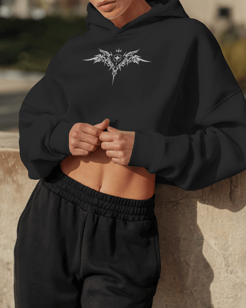 Distressed Essential Cropped Hoodie